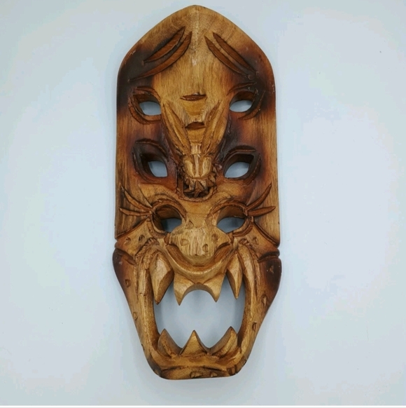 unbranded Other - Hawaiian Tiki Wood Tribal Dragon Handcrafted Carved Mask